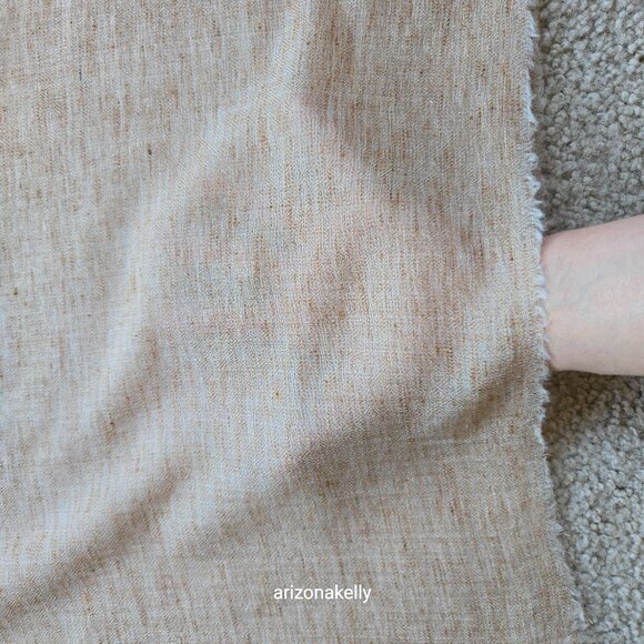 Cashmere Lightweight Woven Tan Scarf Melange Mottled Speckled Heathered Earthy - Picture 9 of 13